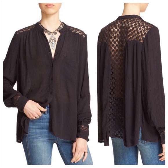 Black button down blouse - Picture 1 of 7